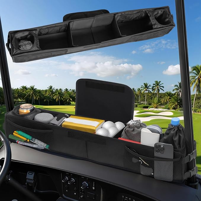 Golf Cart Storage Tray,Golf Cart Storage Basket,Golf Cart Overhead Organizer Bag Golf Cart Ceiling Storage Bag Universal Fit for Club Car Precedent,Tempo, Onward