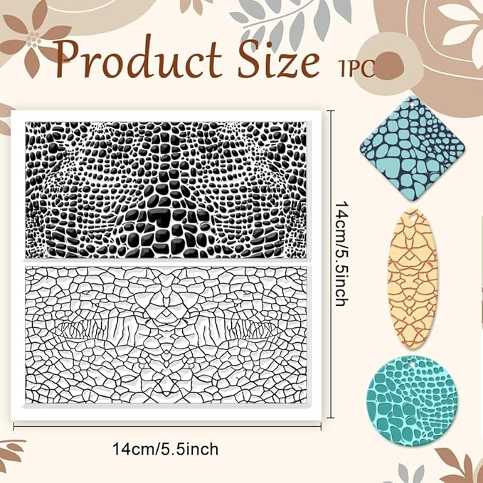 CHGCRAFT Leather Cracks Polymer Clay Texture Sheets Alligator Leather Flaw - Image 2