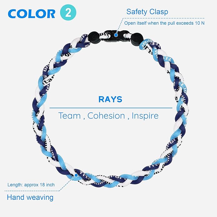3 pcs Baseball Rope Necklaces, League Team Colors Braided Necklace, Baseball Team Gifts