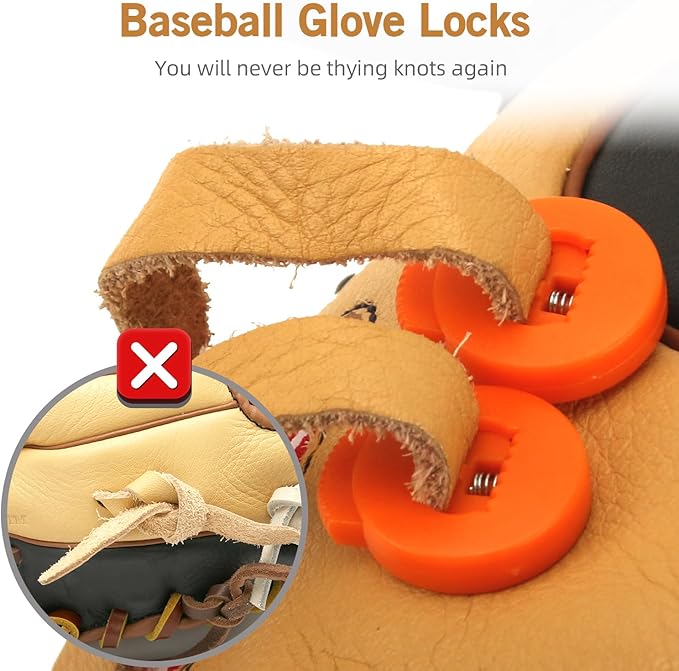 AliBall Glove Locks, Lace Locks for Baseball Glove 8 Pack, Never Need Thying Knots Again, Strong Elasticity, Made Plastic and Springs, Fits All Gloves, Baseball Gloves Accessories