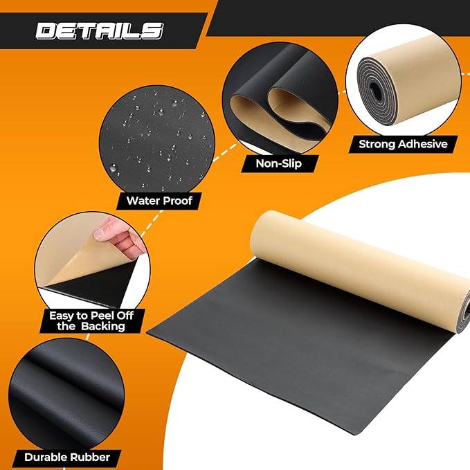 NATGAI Sponge Neoprene with Adhesive Foam Rubber Sheet 1/8” Thick X 12” Wide X - Image 3