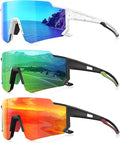 3 Pack Polarized Sunglasses for Men Women, Sports Mens Sunglasses with UV Protection for Baseball Cycling Running