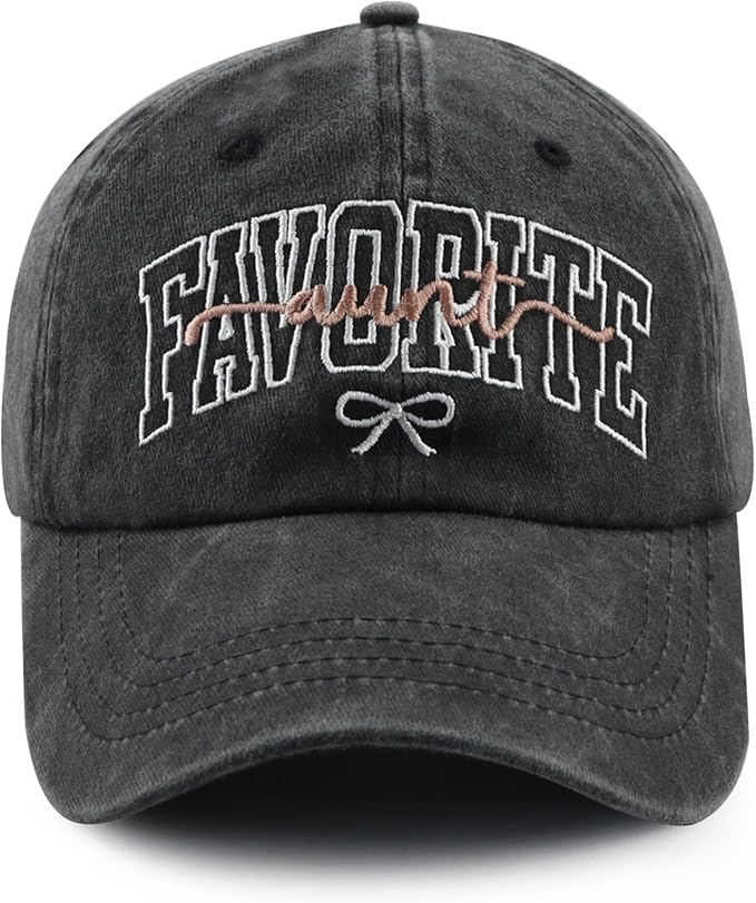 Favorite Aunt Hat for Women, Cute Adjustable Cotton Embroidered Auntie Baseball Cap