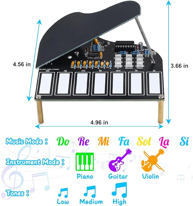 MIOYOOW DIY Electronic Piano Soldering Practice Kit, 7 Keys Mini Musical - Image 4