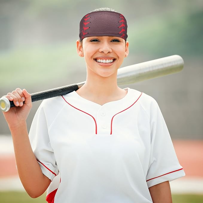 Shyyween 6 Pcs Baseball Headband Elastic Polyester Sweatband for Baseball Basketball Football Golf Headscarf Stuff Women Men Accessory Team Gift