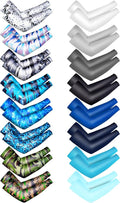 16 Pairs Sports Arm Sleeves for Kids Basketball Baseball Arm Sleeves UV Sun Protection Cooling Arm Cover Sleeve