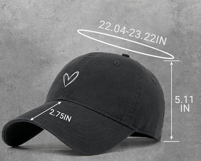 Pairxily Vintage Heart Embroidered Baseball Cap Distressed Adjustable Hat for Women Low Profile Dad Hats Unisex Cotton Cap