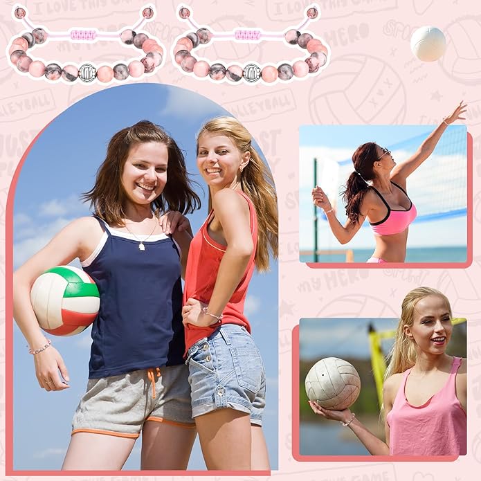12 Set Sport Adjustable Beaded Bracelets Gifts Football Softball Soccer Volleyball Golf Basketball Hockey Bracelets for Women Men Adjustable Beaded Accessories