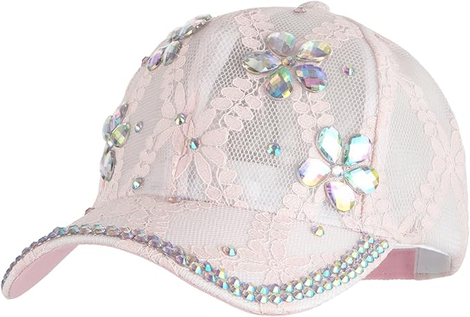 Hoce Fashion Rhinestone Denim Baseball Cap Studded Bling Hat for Women