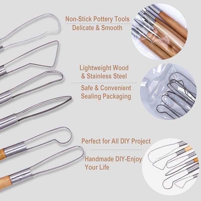 EuTengHao 61Pcs Ceramic Clay Tools Kit Pottery Tools Clay Sculpting Shapers - Image 2
