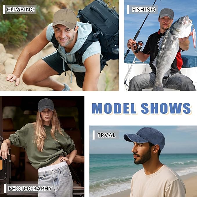 6Pack Unisex Vintage Washed Cotton Baseball Cap Soft Unconstructed Plain Blank Adjustable Size Dad Hat