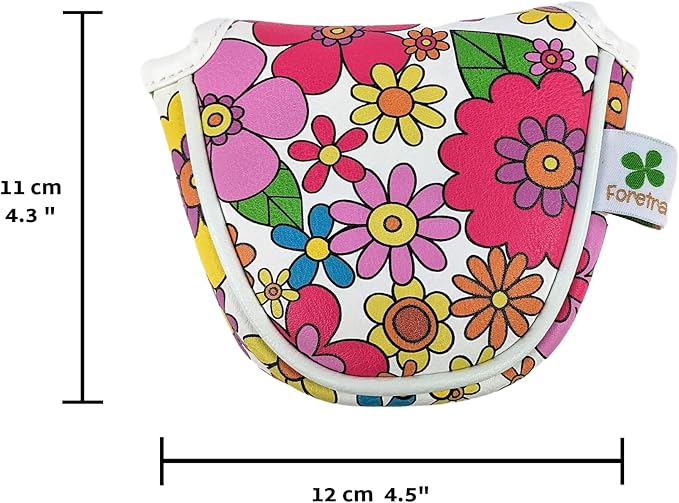 Foretra Driver Headcover Golf Club Covers Blade Mallet Putter Cover Alignment Stick Holder Hybrid Fairway Wood Head Cover Flower Pattern Novelty Golf Accessories for Most Brands