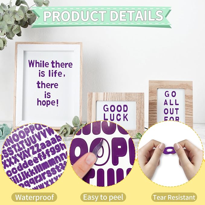 Alphabet Stickers, 12 Sheets, Deep Purple Letter Stickers, Self-Adhesive Vinyl - Image 3