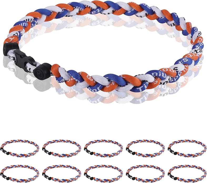 12 Pack Baseball Necklace 18inch, Team Gift for Baseball Funs, Three Braided Titanium Tornado Rope Design, with Muti - Color for Pick