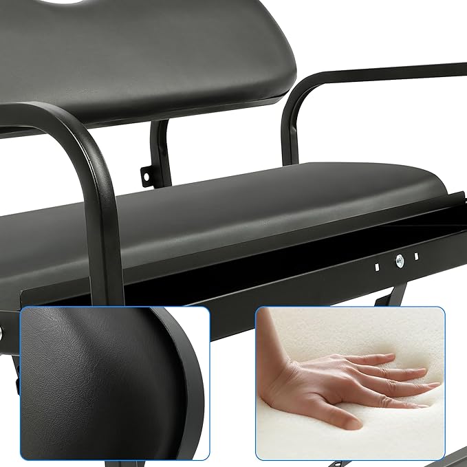 ECOTRIC Golf Cart Rear Seat Kit Compatible with 2007-2016 Yamaha Drive G29 Flip Up Folding down Back Seat Black
