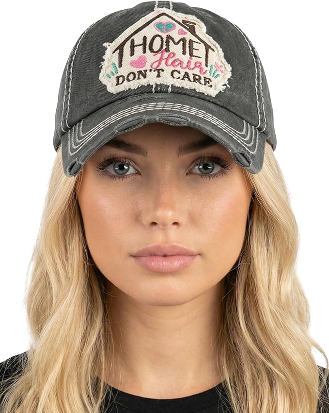 Funky Junque Distressed Vintage Baseball Cap - Embroidered Patch Women's Hat - Holiday, Lifestyle & Patriotic Designs