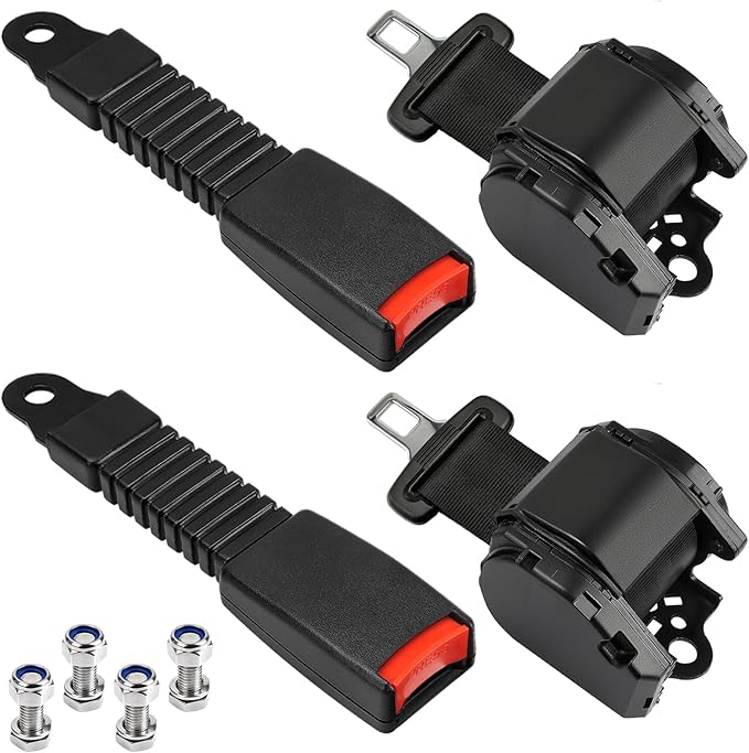 78.74" Retractable Golf Cart Seat Belts, Universal Golf Cart Seat Belts Suitable for Club Car/EZGO/Yamaha Golf Carts, Extended-Length Golf Cart Seat Belts(Set of 2)