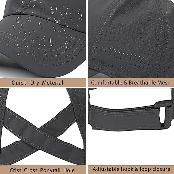Criss Cross Hat Washed Distressed Baseball Cap Ponytail Hat High Messy Bun Ponycap for Women