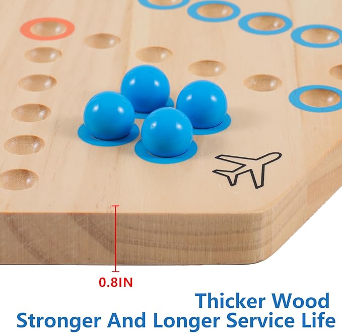 Large Size 20 inches Wood Wahoo Marble Board Game 2 Sided 4-6 Player - Image 4
