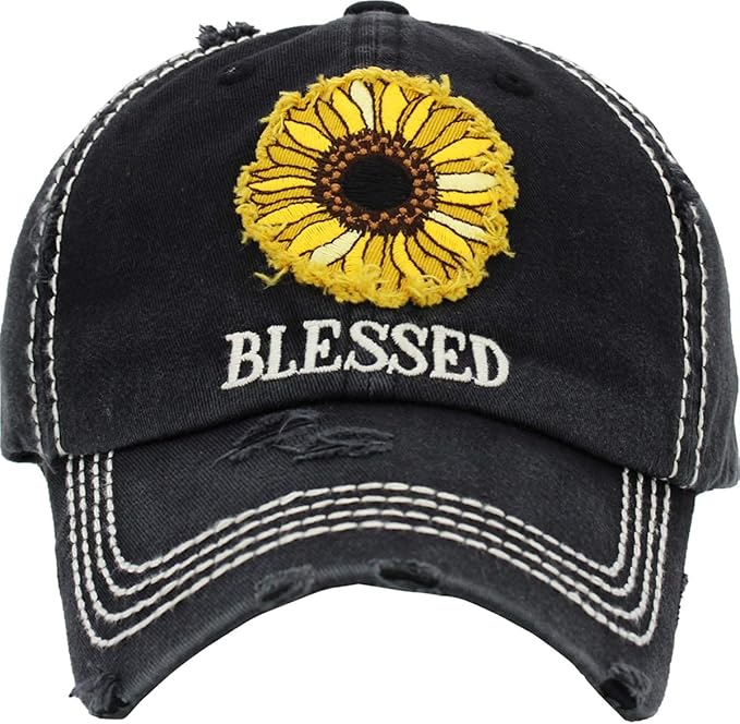 Funky Junque Distressed Vintage Baseball Cap - Embroidered Patch Women's Hat - Holiday, Lifestyle & Patriotic Designs