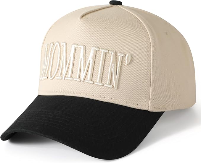 Mommin Trucker Hat, Mothers Day Gifts for Mom Wife, Vintage Two Tone Ponytail Baseball Cap, Adjustable Embroidered Hat