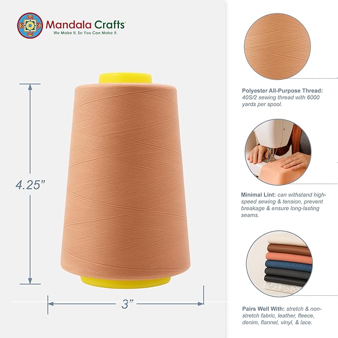 Mandala Crafts 4 Pack of Serger Threads Cones Spools - Image 3