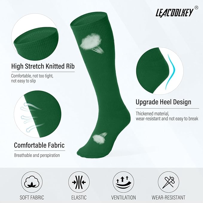 LEACOOLKEY Baseball Belt and Socks Combo Set Adjustable Softball Socks and Elastic Belt for Youth and Adult