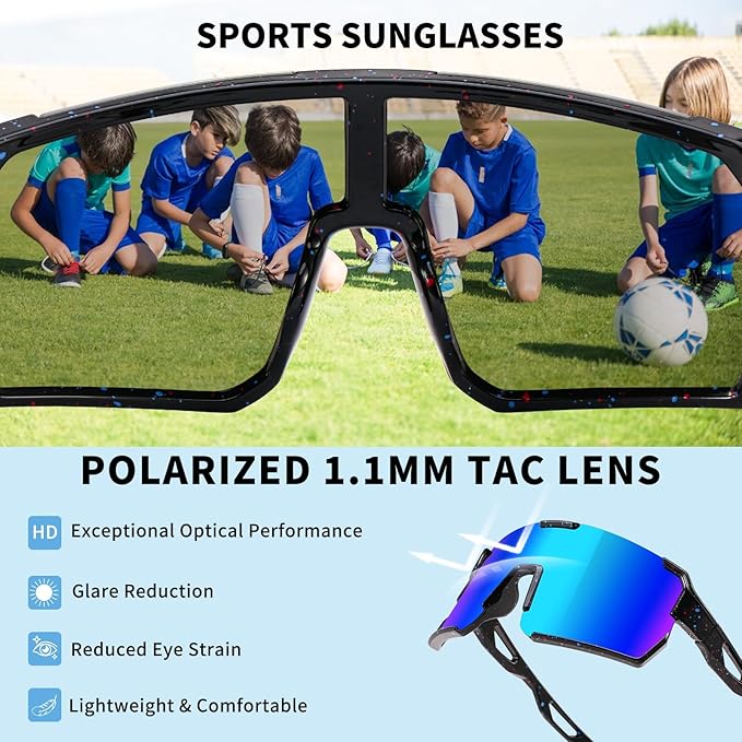 YDAOWKN Kids Sunglasses Youth Baseball Sunglasses Boys Girls Softball Cycling UV400 Protection Sports Goggles