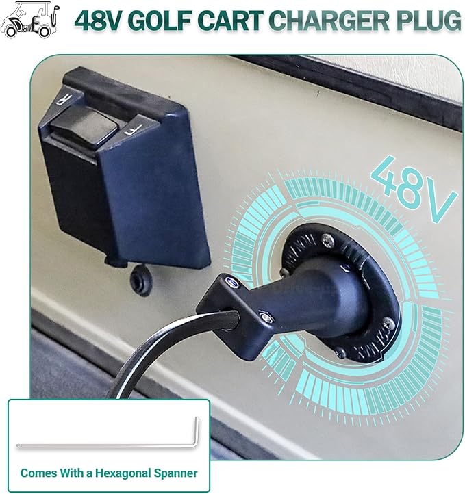 DRIVE UP 48V Club Car Charger Receptacle Charger Plug for Club Car DS Modes, Golf Cart Charging Port with Cord and Club Car Plug OEM 101828901 101802101