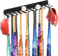 QBA Wall Mount Baseball Bat Holder, Heavy Duty Metal Bat Rack, Holds 22 Bats, Bats Organizer for Dugout Fence Home Garage (Black)