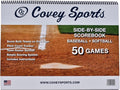 Covey Sports Premium Baseball Scorebook with 50-Game Capacity - Side-by-Side Format for Tracking Both Teams on One Page - Softball Score Keeping Book with Pitch Count Tracker