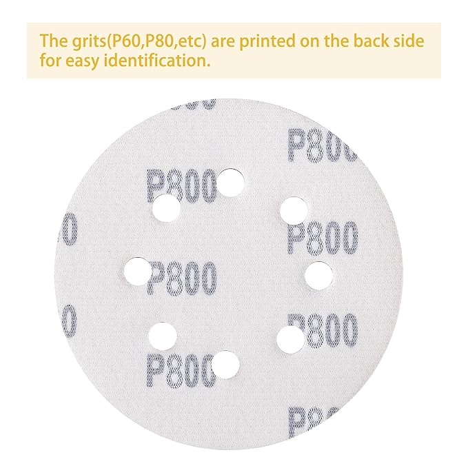 150PCS 800 Grit Gold Sanding Discs, 5-Inch 8-Hole Sandpaper - Image 5