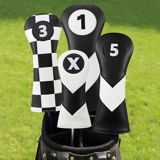 16 Pcs Golf Accessories Kit Include 4 Pcs Golf Club Head Covers, Ball Bag with Hook Towel Magnetic Ball Marker Tees Divot Tool Cleaner Brush for Gifts