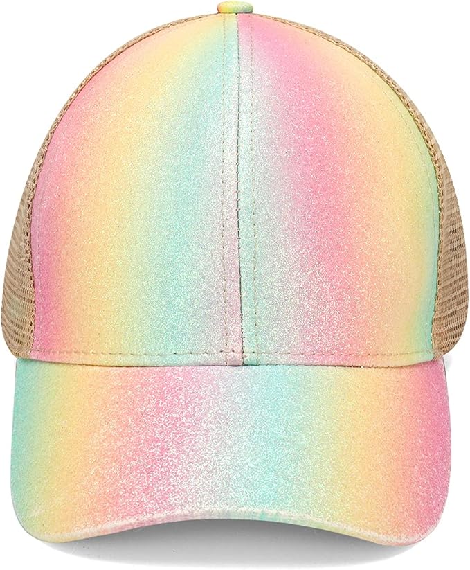 Criss Cross Hat Washed Distressed Baseball Cap Ponytail Hat High Messy Bun Ponycap for Women