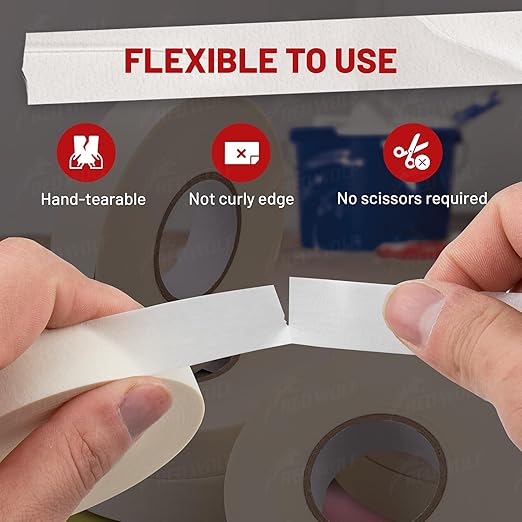 RED WOLF 1.41" x 60 Yards Masking Tape 6 Pack, General Purpose - Image 4