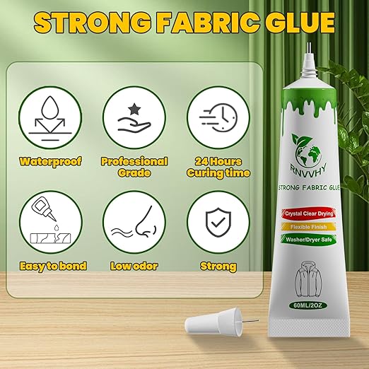 Fabric Glue Permanent, 60ml Super-Strong Clear Washable Fabric Adhesive - Image 2