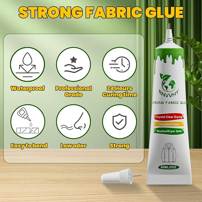 Fabric Glue Permanent, 60ml Super-Strong Clear Washable Fabric Adhesive - Image 2
