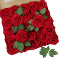 AmyHomie Artificial Flowers Dark Red Rose 50pcs Real Looking Fake Roses w/Stem by AmyHomie