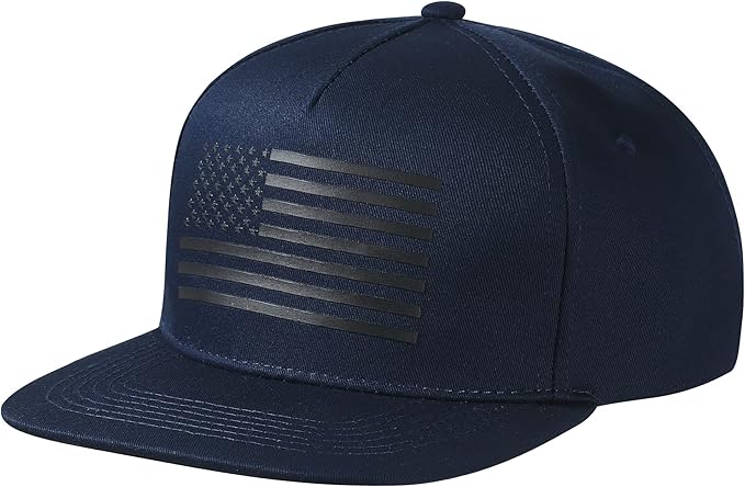 UALON Baseball Cap, Snapback Trucker Hat for Men & Women with American Flag and Adjustable, Breathable Mesh, Flat Bill Hats
