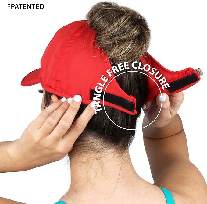Ponyflo Women’s Ponytail Baseball Cap, Patented Active Feather-Light Hat with Open Back
