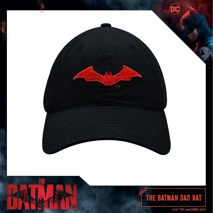 DC Comics The Batman Dad Hat, Adult Baseball Cap with Flat Brim, One Size