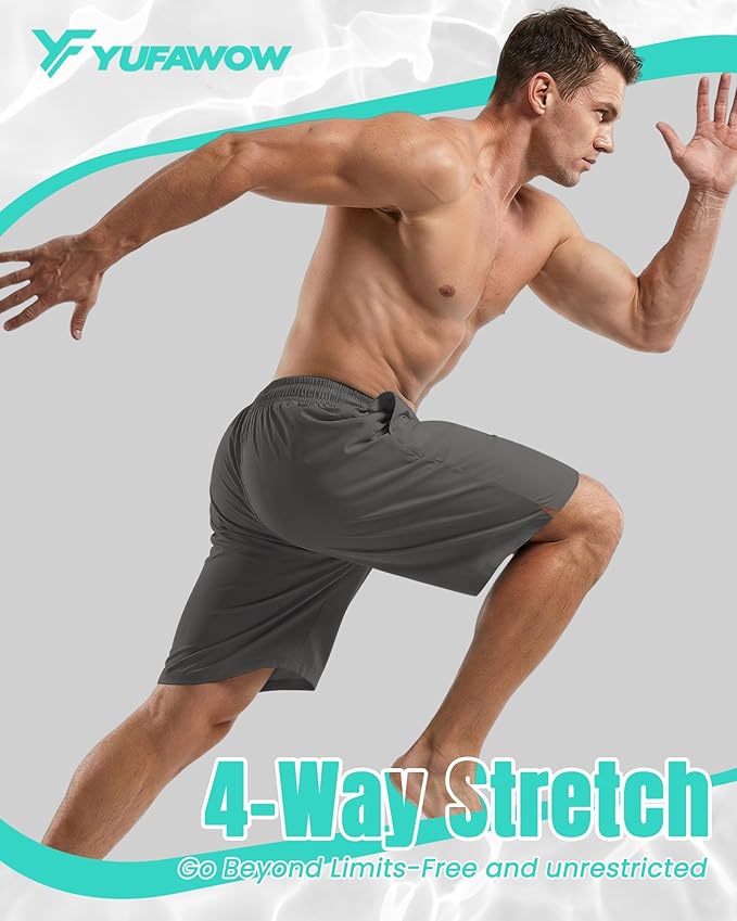 9 Inch Men Swim Trunks with Mesh Lining Quick Dry Breathable Pockets for Summer Beach Cruise Water Park Gym Running