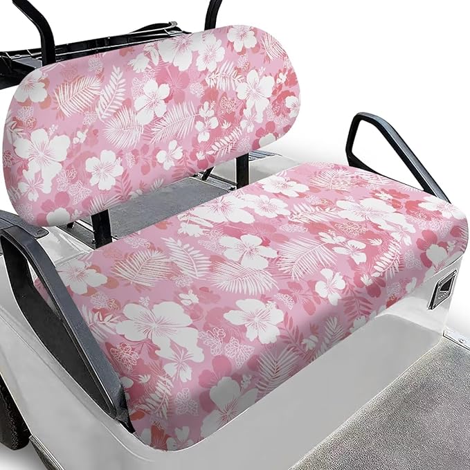 Yewatlles Pink Flowers Universal Golf Cart Seat Cover Dress UP Golf Cart Durable Breathable Material Fit for Club Car, Easy to Install