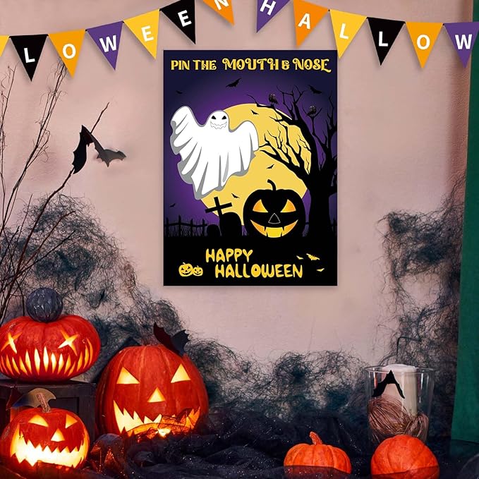 ASTARON Halloween Party Games, Pin The Mouth on Ghost Halloween Party - Image 6