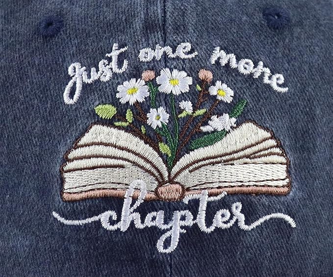 Just One More Chapter Hat for Men Women, Funny Adjustable Cotton Embroidered Bookish Baseball Cap