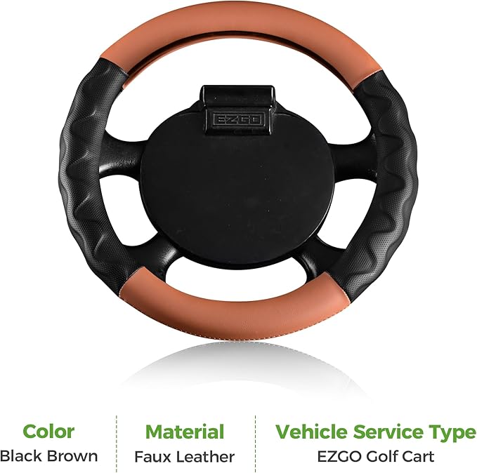 10L0L 13 Inch Golf Cart Steering Wheel Covers for EZGO TXT&RXV, Upgraded Microfiber Anti-Slip Steering Wheel Cover with Pu Leather