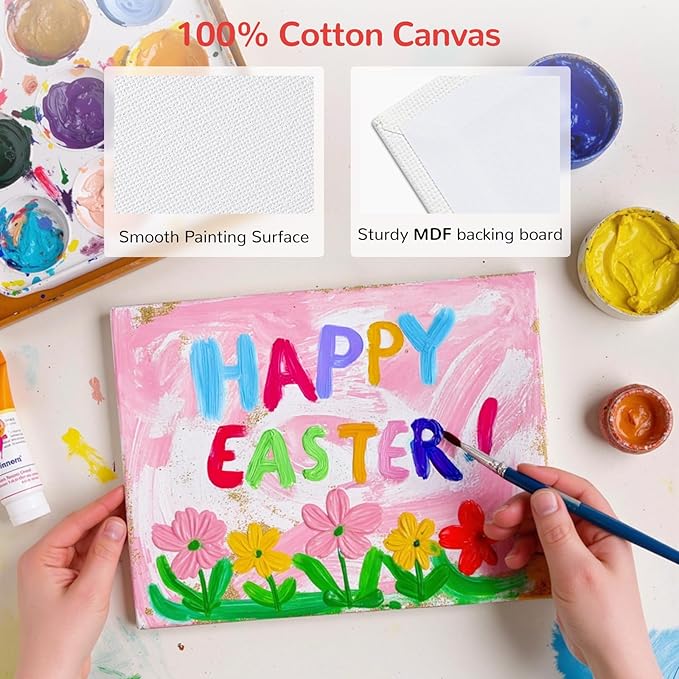 Canvas Boards for Painting 20 Pack, 4 of Each 4x4, 11x14 Primed White Art - Image 4