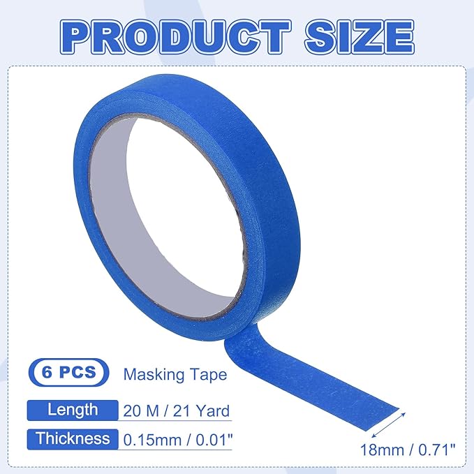MECCANIXITY Masking Tape 0.7 Inch x 21 Yard Painter's Tape Blue Paint Tapes - Image 2
