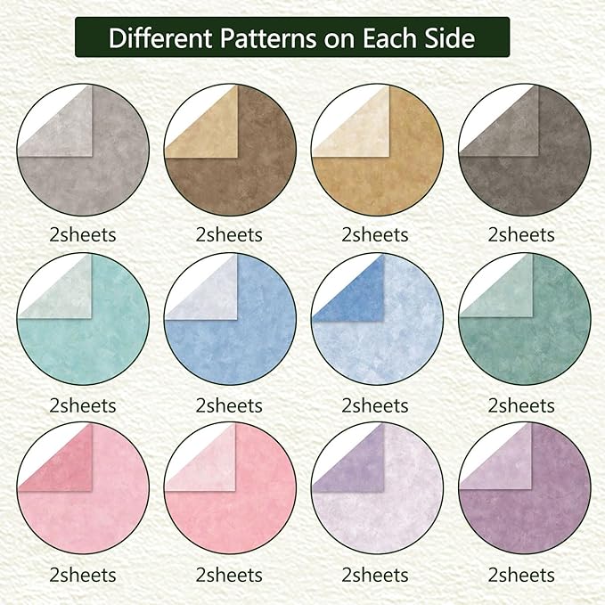 Scrapbook Paper 12x12, Double-Sided Suede Textured Scrapbook Paper Set 24 - Image 3
