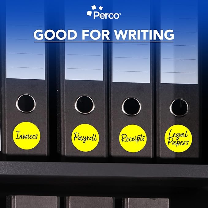Perco Fluorescent Yellow 3-Inch Round Circle Dot Sticker Labels - Image 6